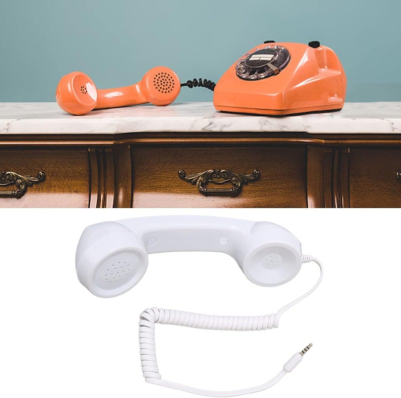 Heayzoki Retro Phone Handset, 3.5mm Cell Phone Receiver, Radiation Proof, HandheldCell Phone Telephone Handset for Mobile Phones Computers (White(Teddy Bear)) - Image 4